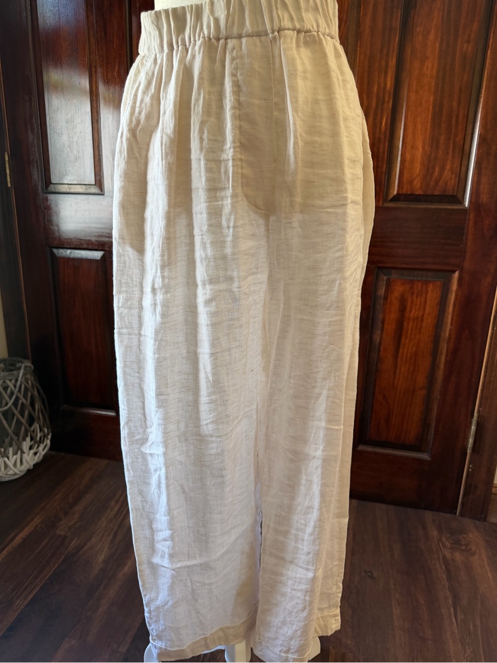 Peserico Wide Leg Linen Blend Pants in Light Beige/Cream